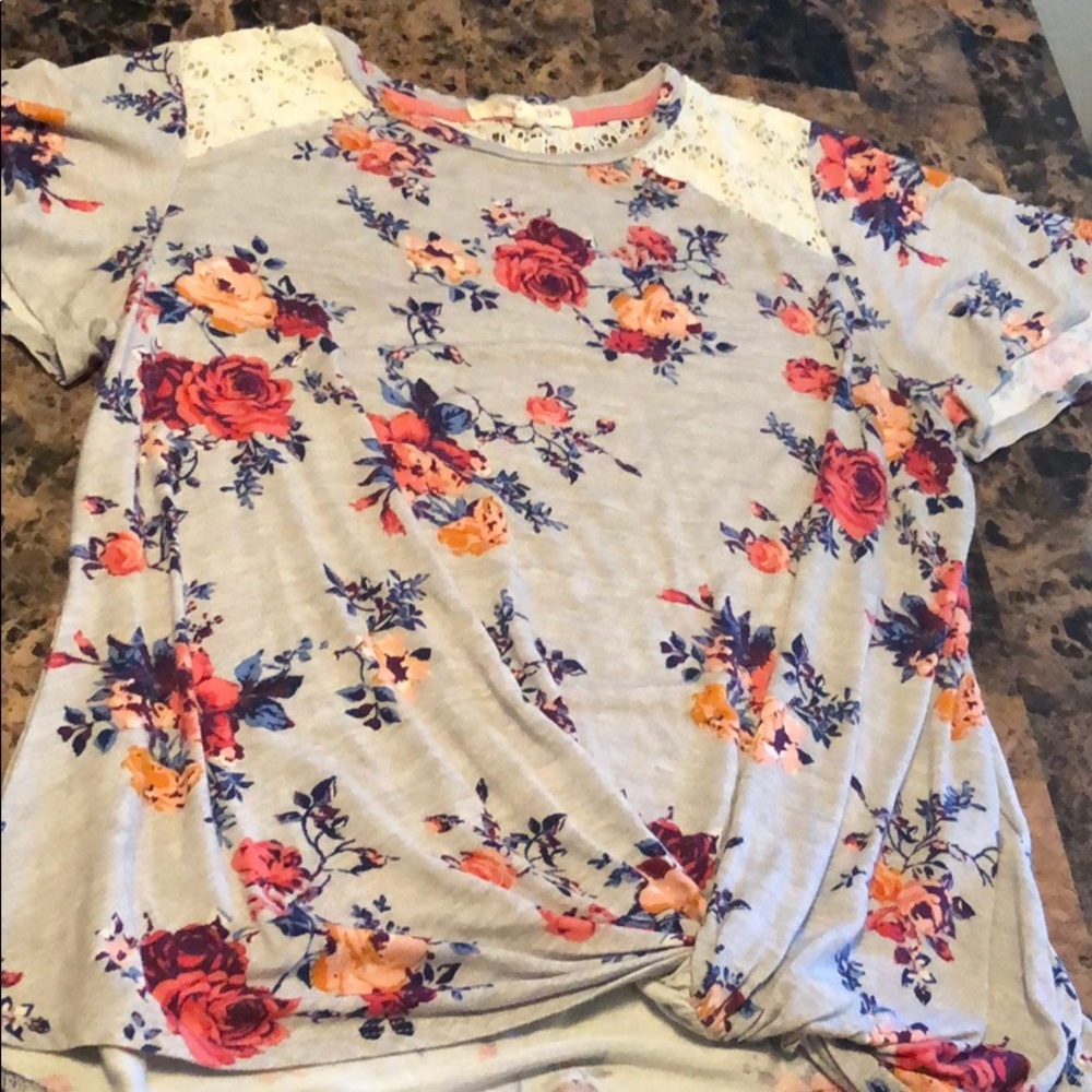 Floral Top with Tie Knot